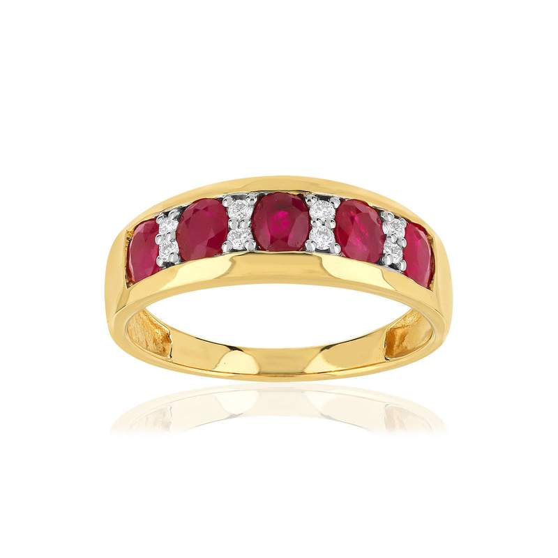 Bague or 750 2 tons rubis et diamants - vue 1