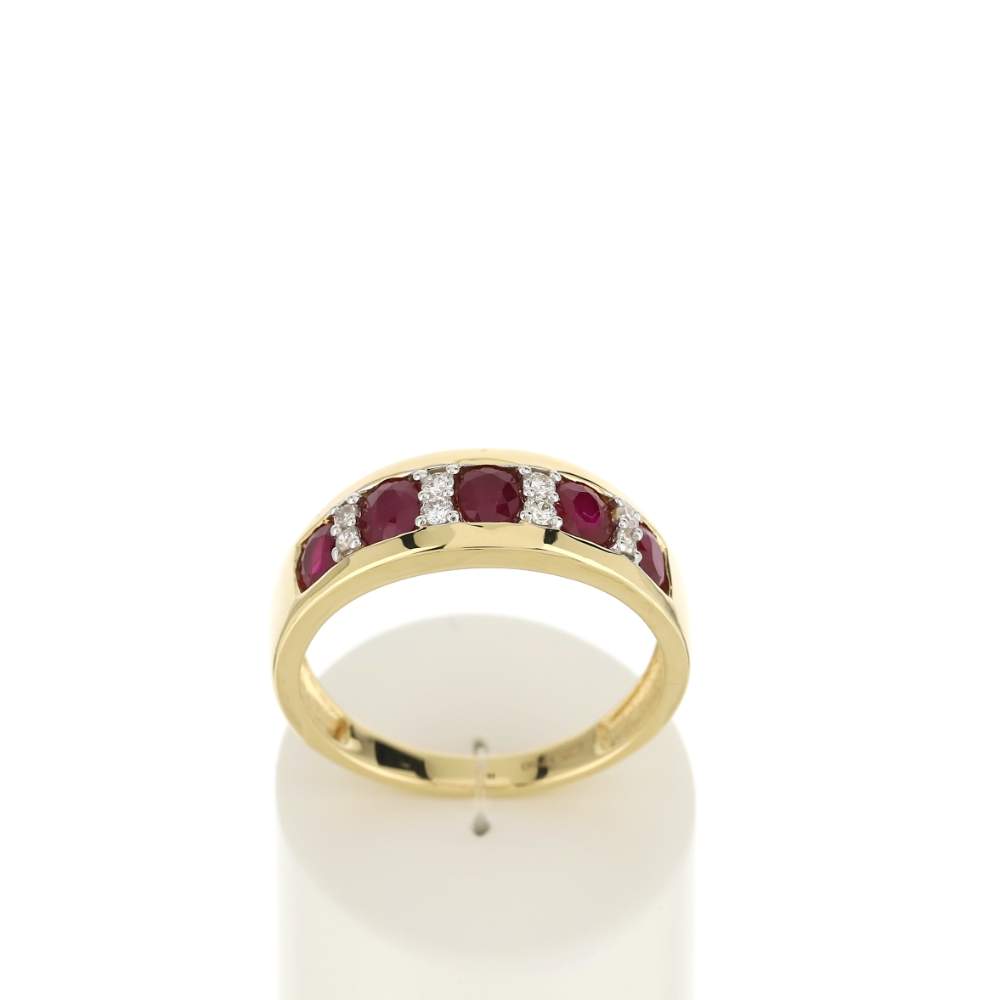 Bague or 750 2 tons rubis et diamants - vue 1