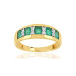 Bague or 750 2 tons émeraudes et diamants - vue 1