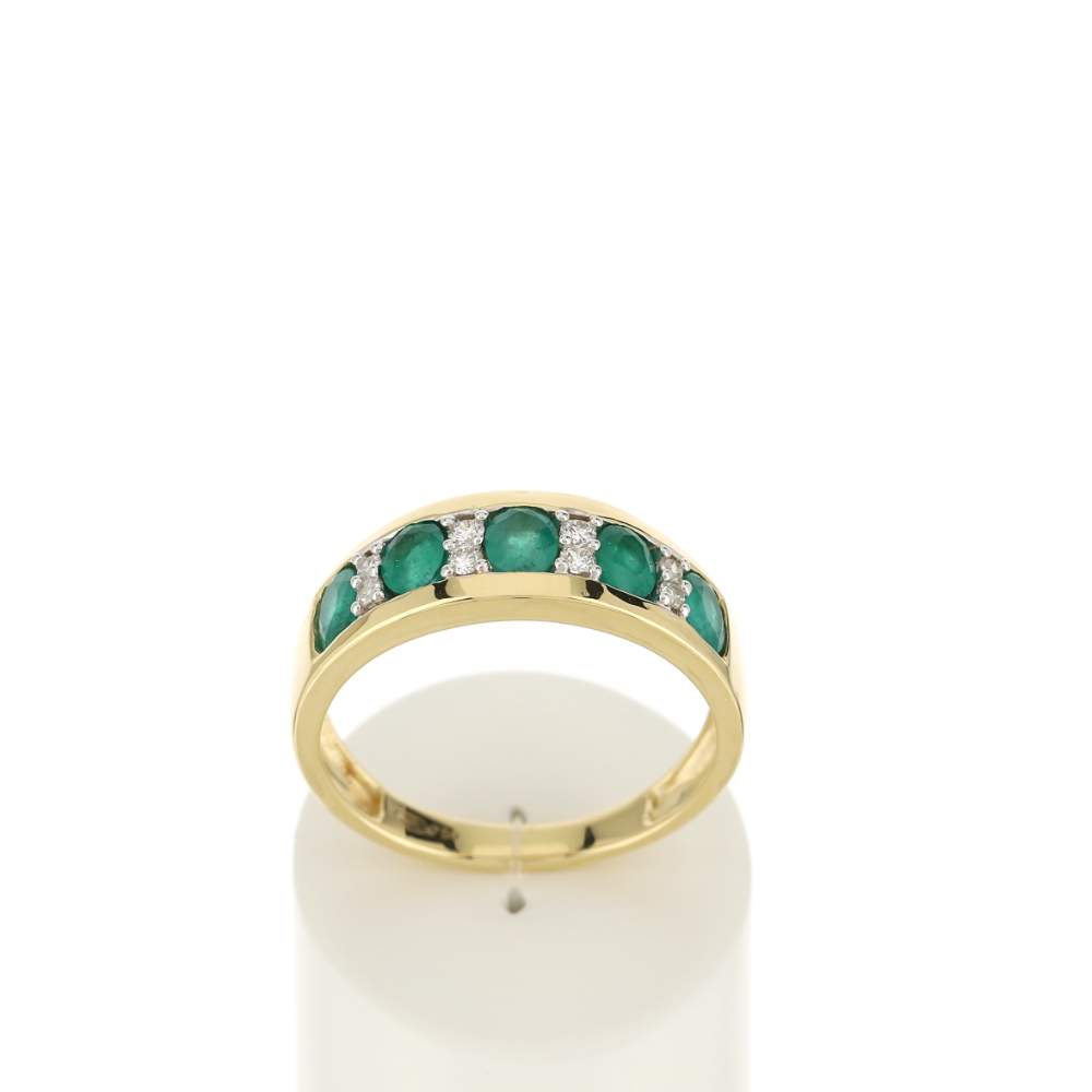 Bague or 750 2 tons émeraudes et diamants - vue 1