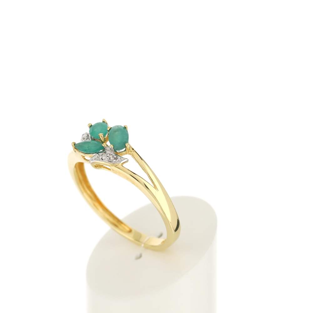 Bague or 375 2 tons émeraudes et diamants - vue 4