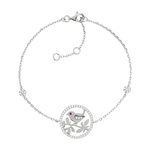 Bracelet argent 925 oiseau zirconias blancs et rouge 21 cm - vue 1