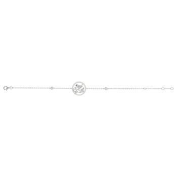 925 sterling silver bracelet with bird motif and white and red zirconia stones, 21 cm