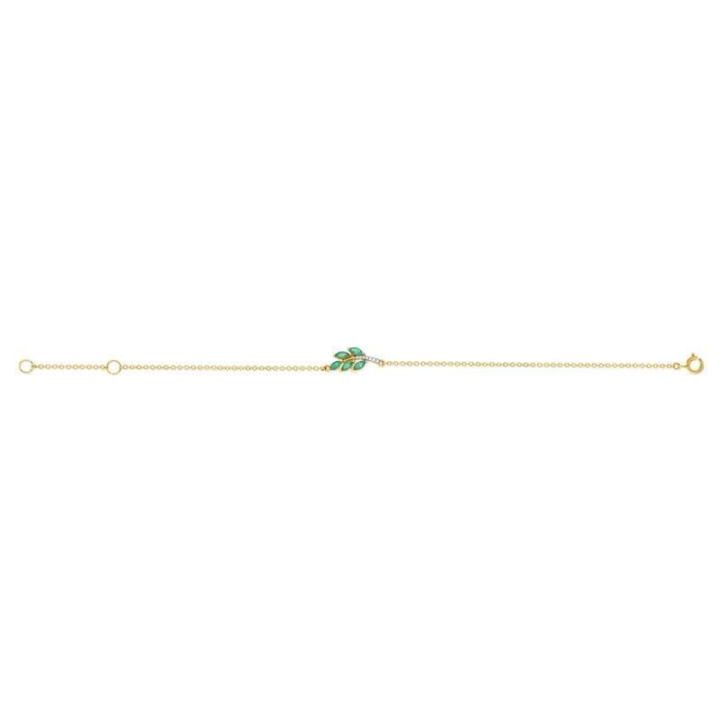 Gold bracelet 375 2 tone emeralds and diamonds 18.5 cm - view 2
