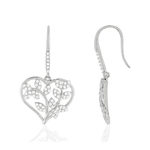 Boucles d'oreilles argent 925 pendants coeurs feuillage zirconias - vue 1