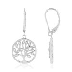 Boucles d'oreilles argent 925 dormeuses arbres de vie zirconias - vue 1