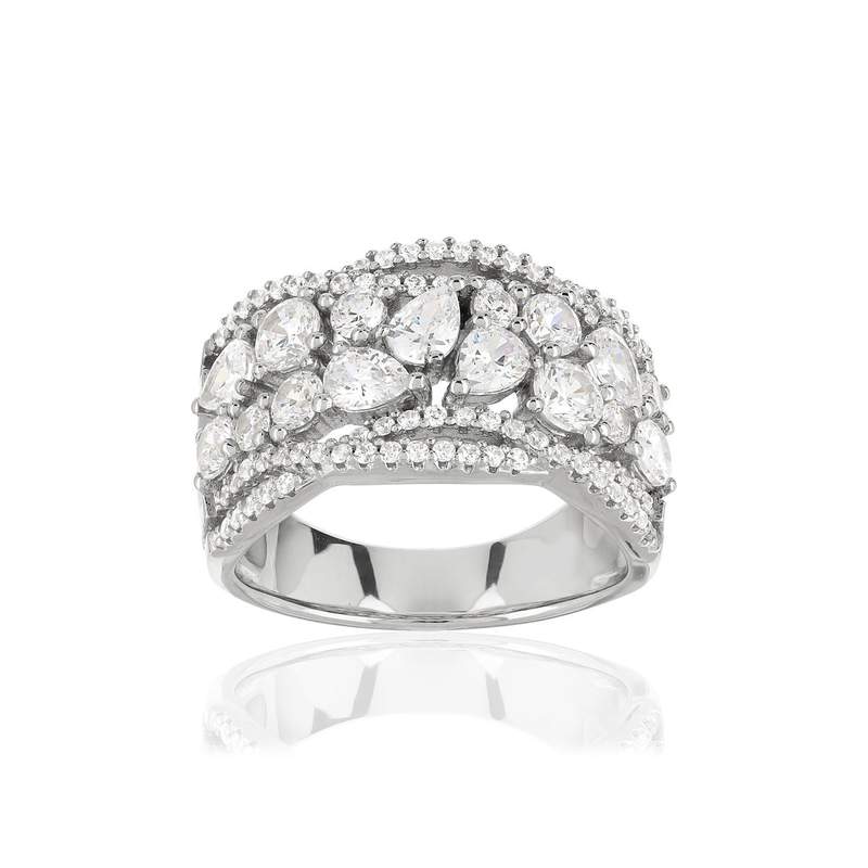 Bague argent 925 zirconias - vue 1