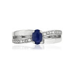 Witgouden ring 375 ovale saffier en diamanten - bekijk 3