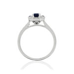 Bague or blanc 750 saphirs rectangulaires et diamants - vue 2