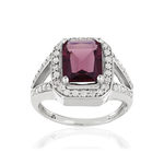 Bague argent 925 rectangle zirconias violet et blancs - vue 1