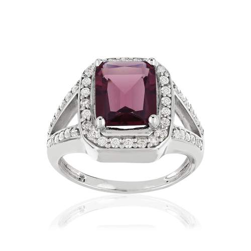Bague argent 925 rectangle zirconias violet et blancs