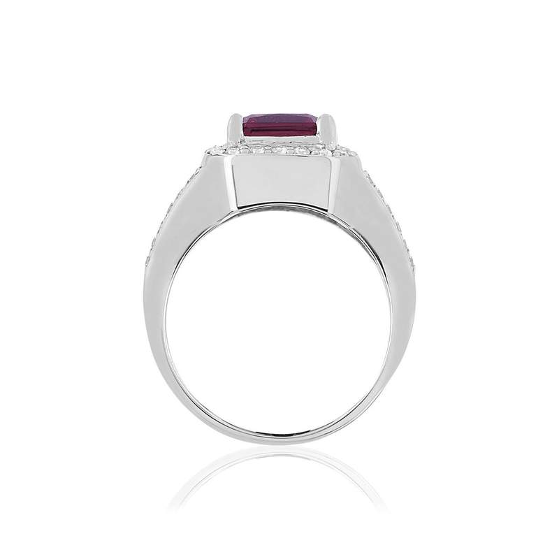 Bague argent 925 rectangle zirconias violet et blancs - vue 2