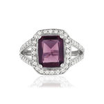 Bague argent 925 rectangle zirconias violet et blancs - vue 3