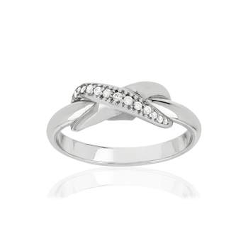 Bague argent 925 croisée zirconias