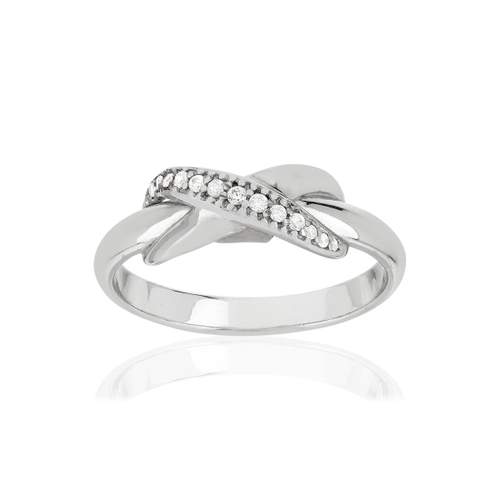 Bague argent 925 croisée zirconias