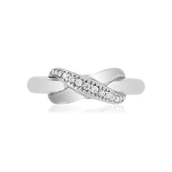 Bague argent 925 croisée zirconias