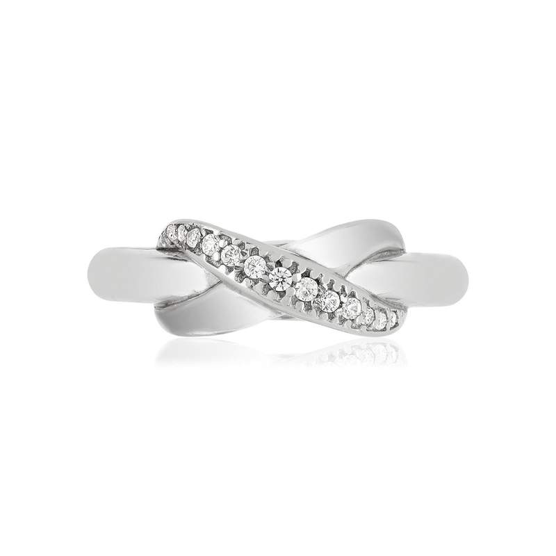 Bague argent 925 croisée zirconias - vue 3