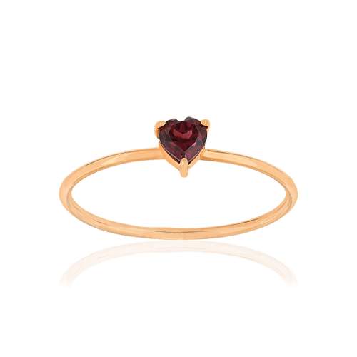 Bague or rose 375 coeur grenat rhodolite