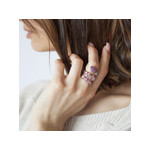 Bague argent 925 rosé serpent zirconias roses et blancs - vue porté 2