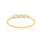 Bague or 375 jaune trio zirconias - vue 1