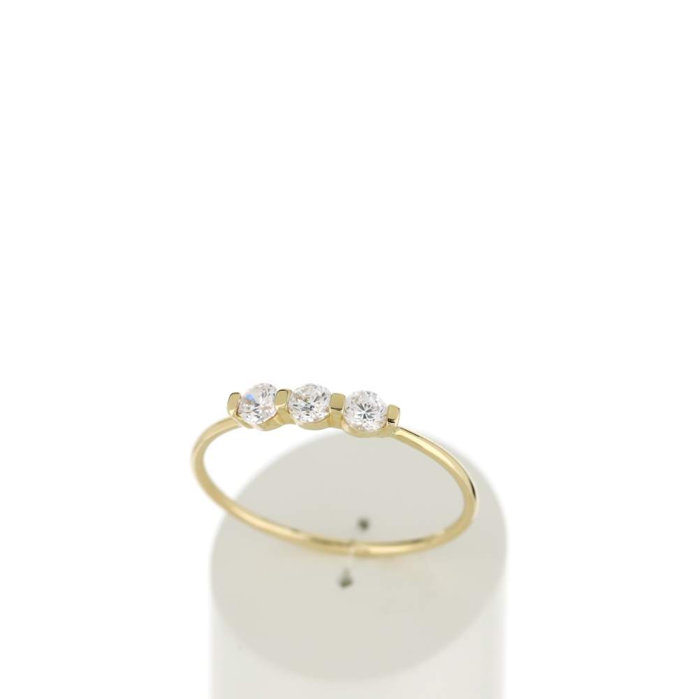 Bague or 375 jaune trio zirconias - vue 2