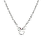 Collier argent 925 serpents et anneau zirconias rouges et blancs 43 cm - vue 1