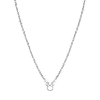 Silver necklace 925 snakes and ring red and white zirconias 43 cm