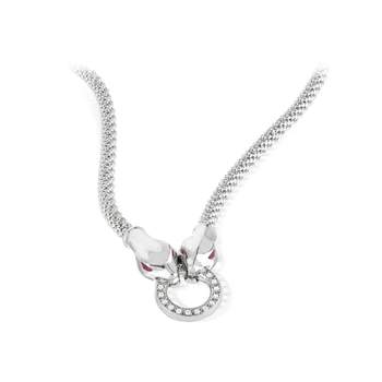 Silver necklace 925 snakes and ring red and white zirconias 43 cm