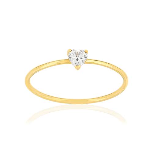 Bague or jaune 375 coeur zirconia