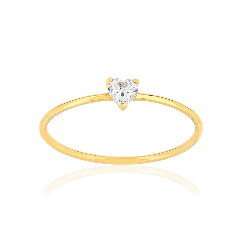 Bague or jaune 375 coeur zirconia - vue 1