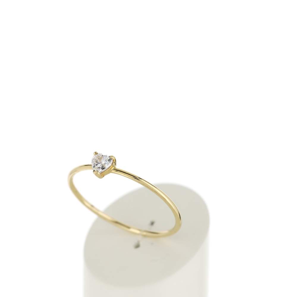 Bague or jaune 375 coeur zirconia - vue 3