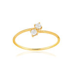 Bague or 375 jaune duo zirconias - vue 1