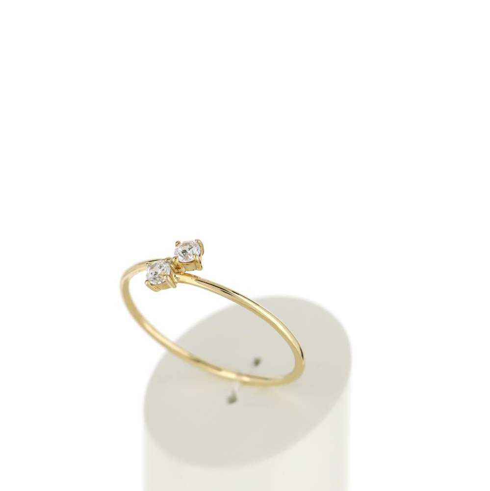 Bague or 375 jaune duo zirconias - vue 3