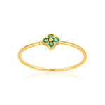 Bague or 375 jaune fleur émeraudes - vue 1