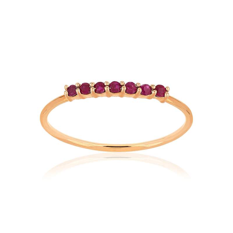 Bague or rose 375 rubis - vue 1