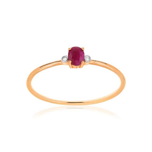 Bague or 375 2 tons rubis et diamants