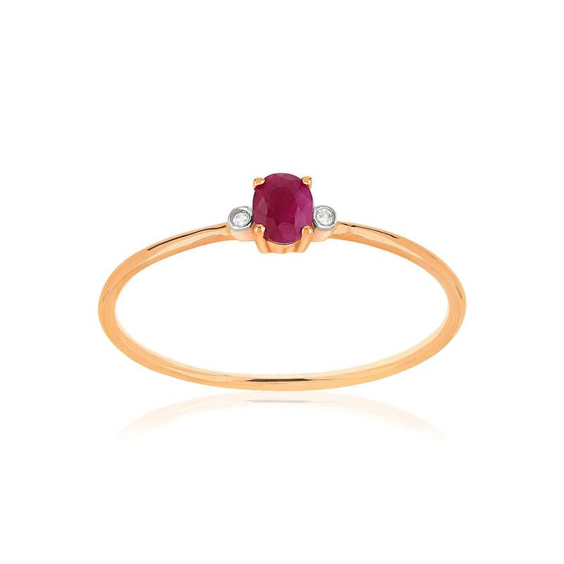 Bague or 375 2 tons rubis et diamants - vue 1