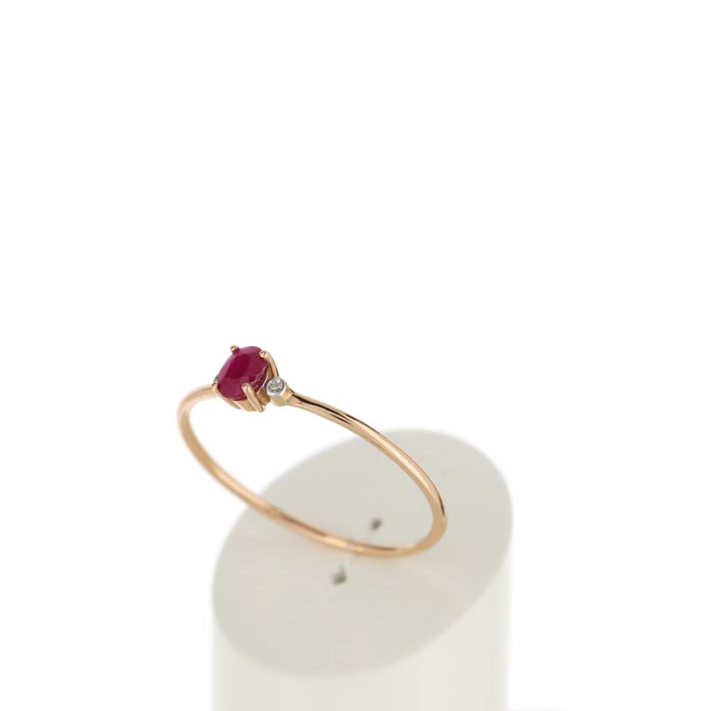 Bague or 375 2 tons rubis et diamants - vue 3