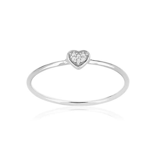 Bague or 375 blanc coeur diamants