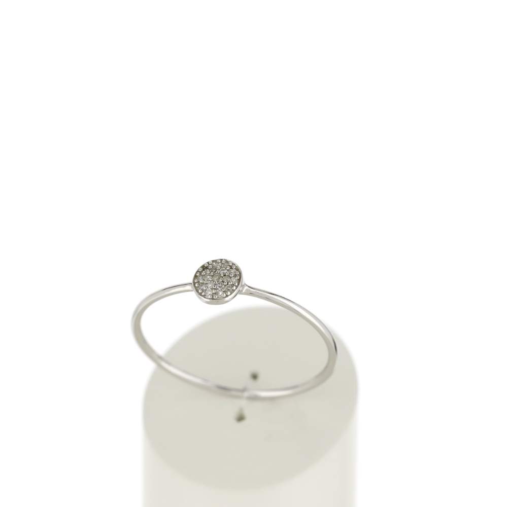 Bague or 375 blanc médaille diamants - vue 2