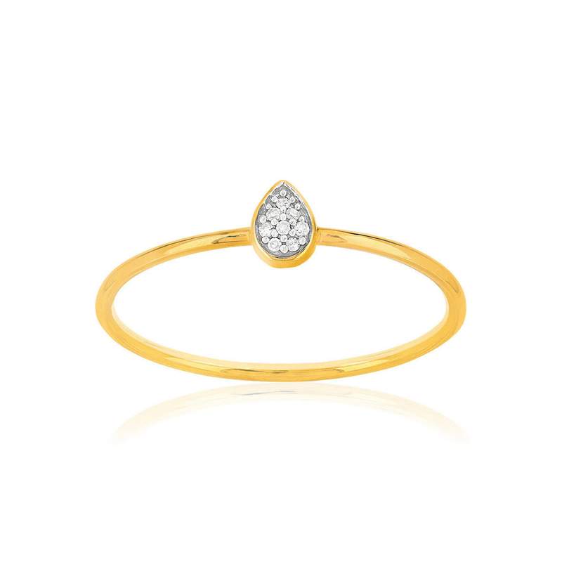Bague or 375 2 tons goutte diamants - vue 1