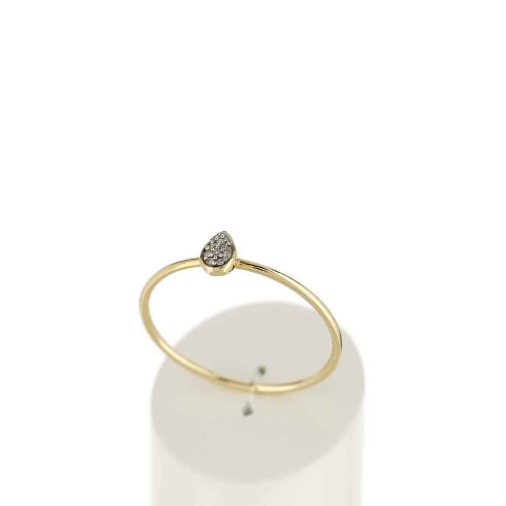 Bague or 375 2 tons goutte diamants - vue 2