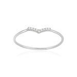 Bague or 375 blanc 'V' diamants - vue 1