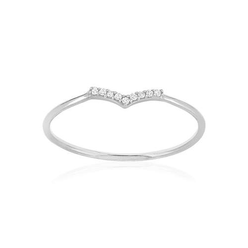 375 witgouden "V" diamanten ring