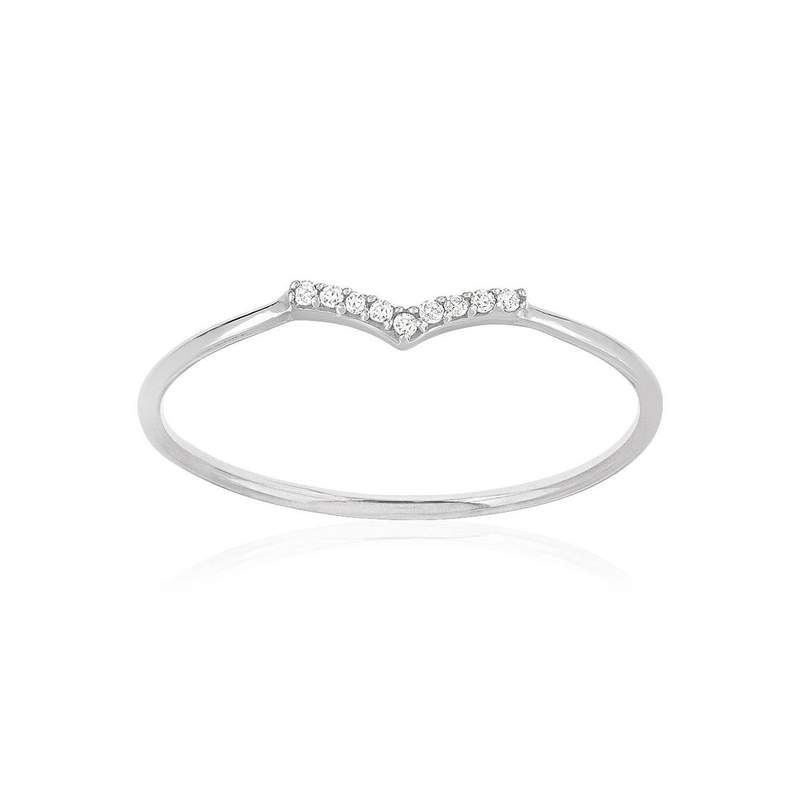 375 White Gold 'V' Diamond Ring - View 1