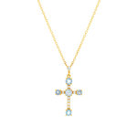 Collier or jaune 375 topazes bleues zirconias 45 cm - vue 1