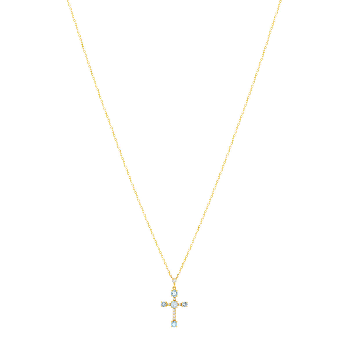 Collier or jaune 375 topazes bleues zirconias 45 cm - vue 2