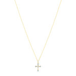 Collier or jaune 375 topazes bleues zirconias 45 cm - vue 2
