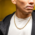 Collier plaqué or maille grain de café 50 cm - vue porté 1