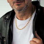 Collier plaqué or maille grain de café 50 cm - vue porté 2